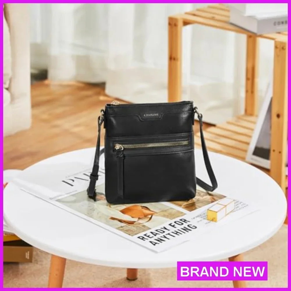 Vegan Leather Crossbody Bag Satchel Travel Purse Functional Chic Minimal